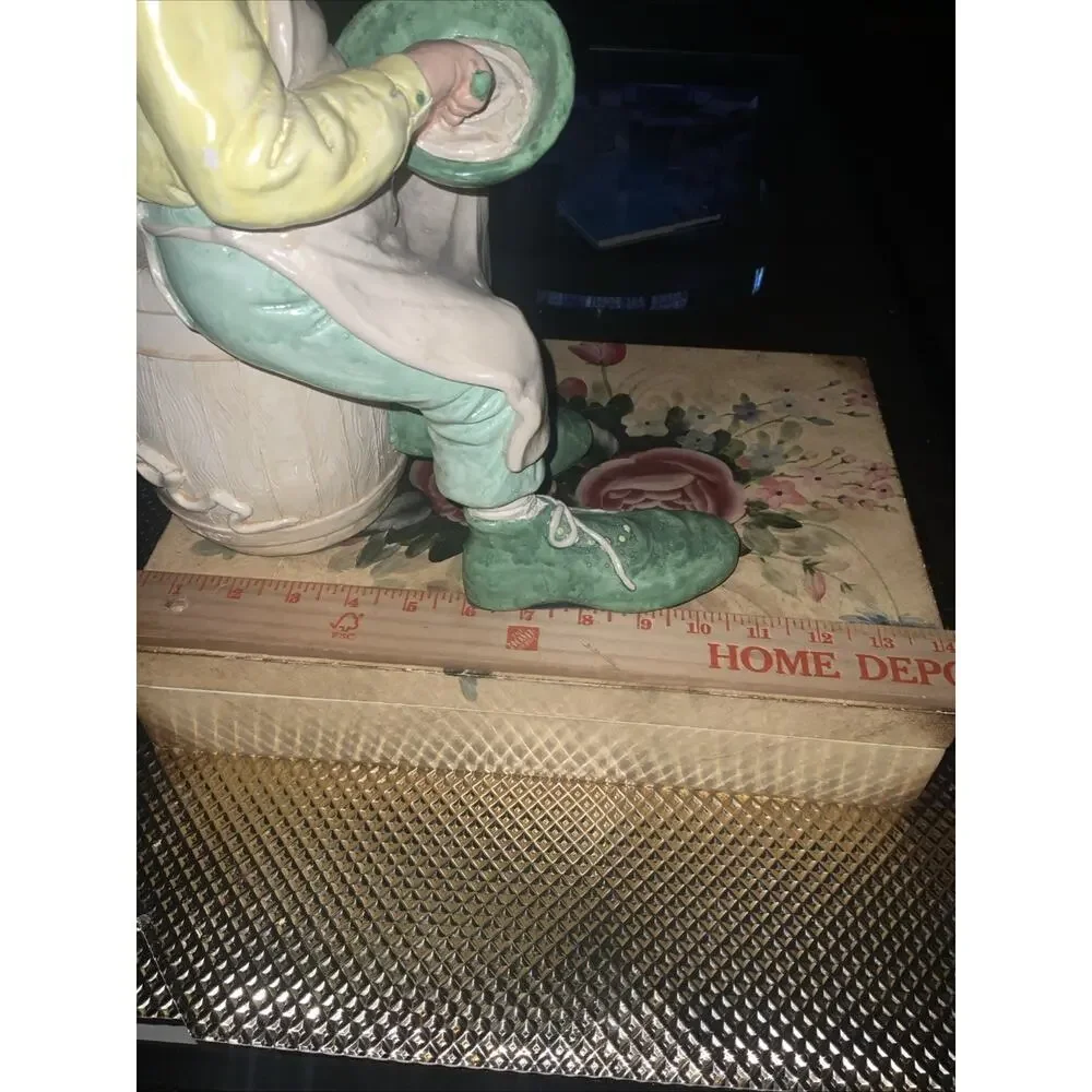VTG RARE Clown Sitting on a Sugar Barrel Utensil Container Kitchen Statue